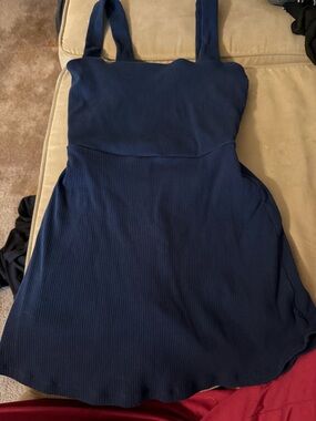 PINK Victoria's Secret Navy Ribbed Square-Neck Mini Dress